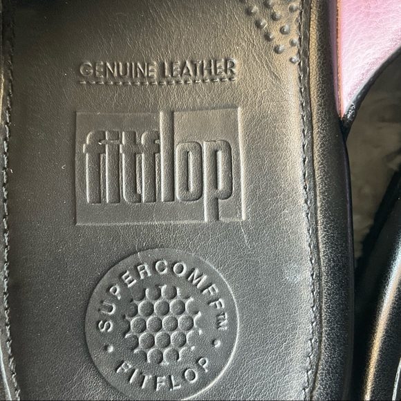 Fitflop Black Leather Crisscross Strap Wedge Slide Sandals Size 8 - Picture 7 of 15